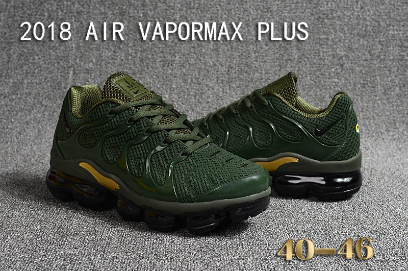 Men Nike 2018 Air VaporMax Plus Army Green Gold Shoes